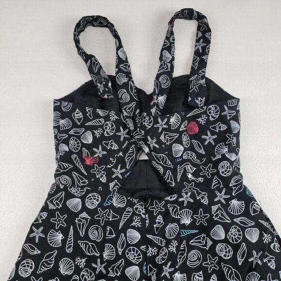 ModCloth Seashore Spectacular Linen Dress Womens 4 Black Sleeveless Fit Flare - Picture 7 of 14